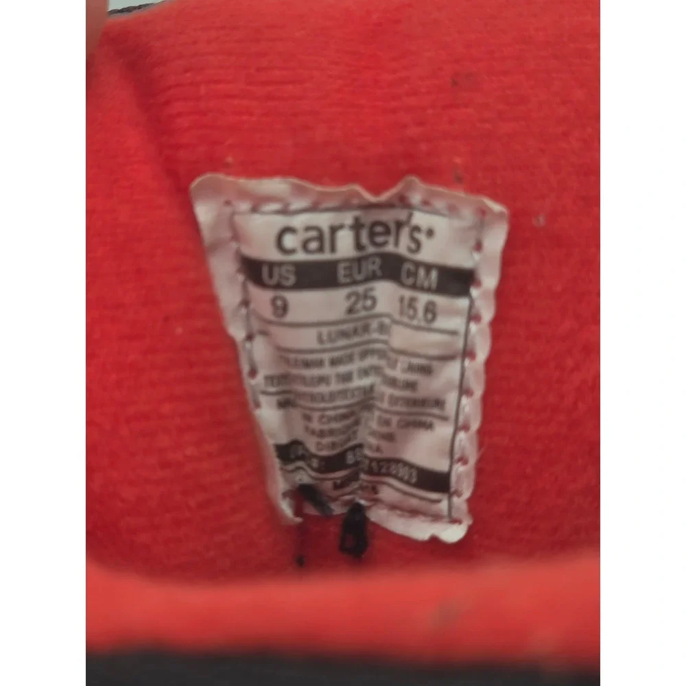 Carters Lunar-B Kids Winter Boots Black Red Size 9 Side Zip Bungee Laces Kidcore